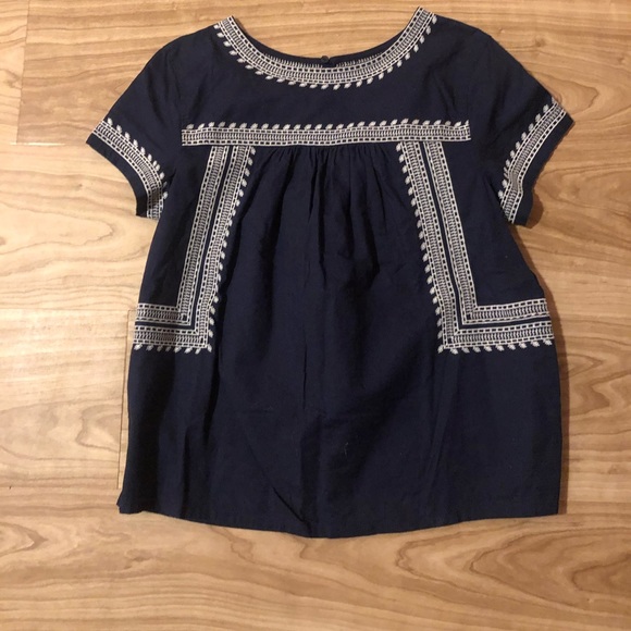 Navy blouse with white details. - Picture 3 of 4